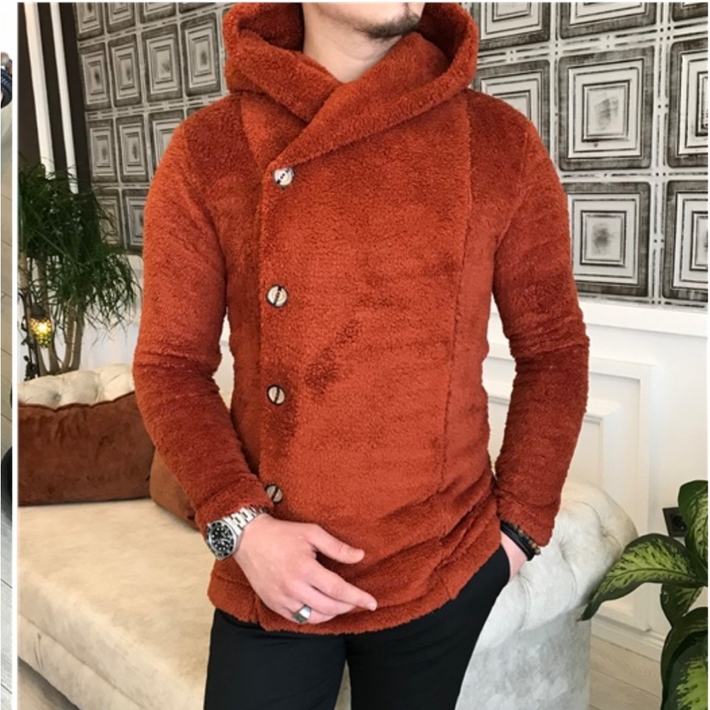 Mens Plush Knitwear Fur Sweater